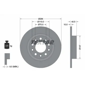 Jeu de 2 disques de frein arrière TEXTAR 92230203