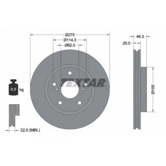 Jeu de 2 disques de frein avant TEXTAR 92232703