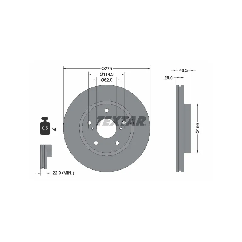 Jeu de 2 disques de frein avant TEXTAR 92232703