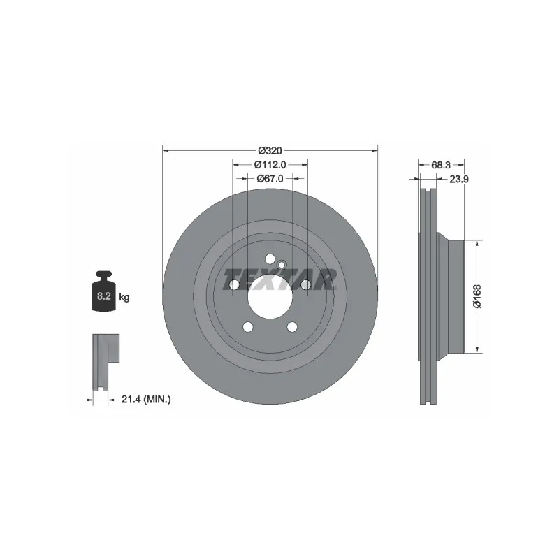 Jeu de 2 disques de frein arrière TEXTAR 92233705