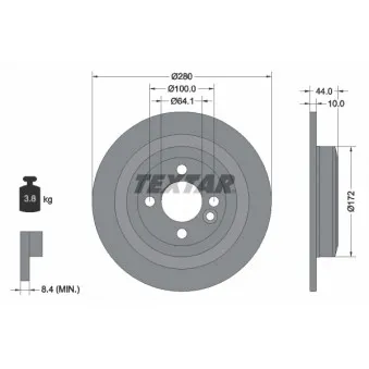 Jeu de 2 disques de frein arrière TEXTAR 92234003