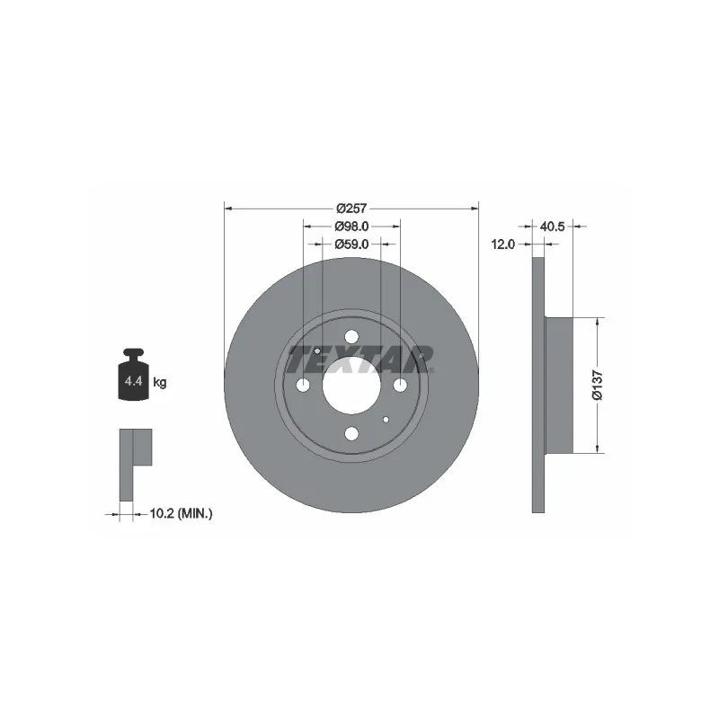 Jeu de 2 disques de frein avant TEXTAR 92236703