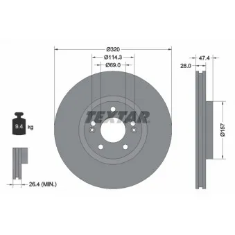 Jeu de 2 disques de frein avant TEXTAR 92237803