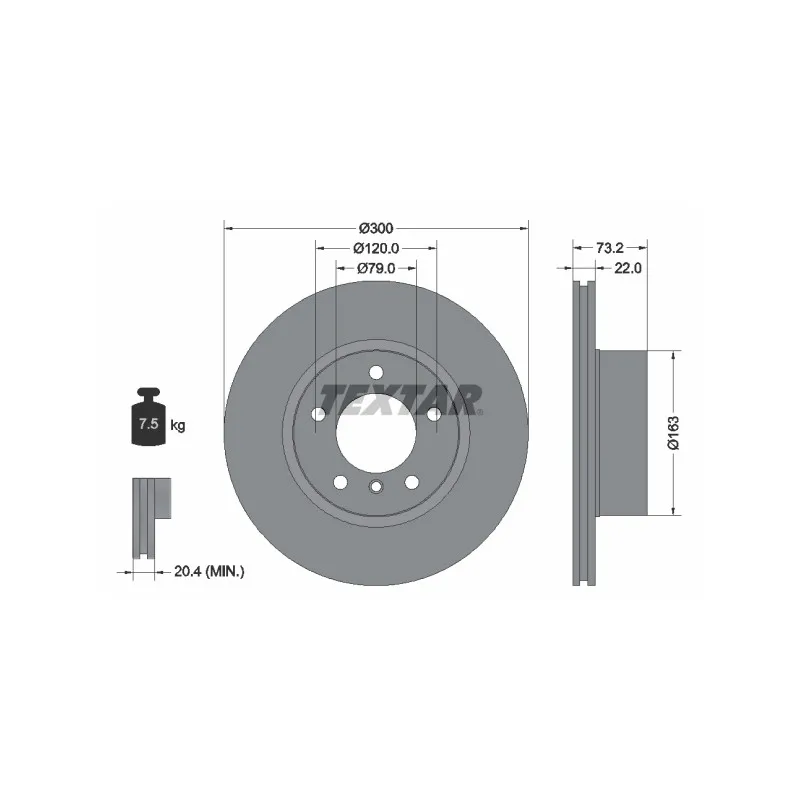 Jeu de 2 disques de frein avant TEXTAR 92238505