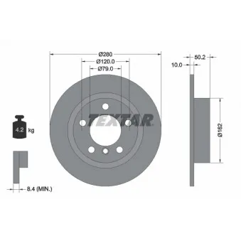 Jeu de 2 disques de frein arrière TEXTAR 92238703