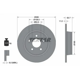 Jeu de 2 disques de frein arrière TEXTAR 92238903