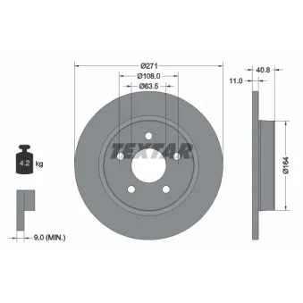 Jeu de 2 disques de frein arrière TEXTAR 92239003