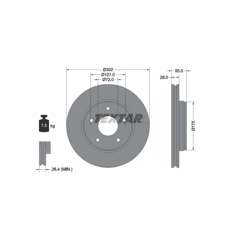 Jeu de 2 disques de frein avant TEXTAR 92253303