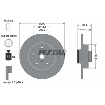 Jeu de 2 disques de frein arrière TEXTAR 92254103