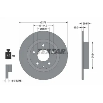 Jeu de 2 disques de frein arrière TEXTAR 92254703