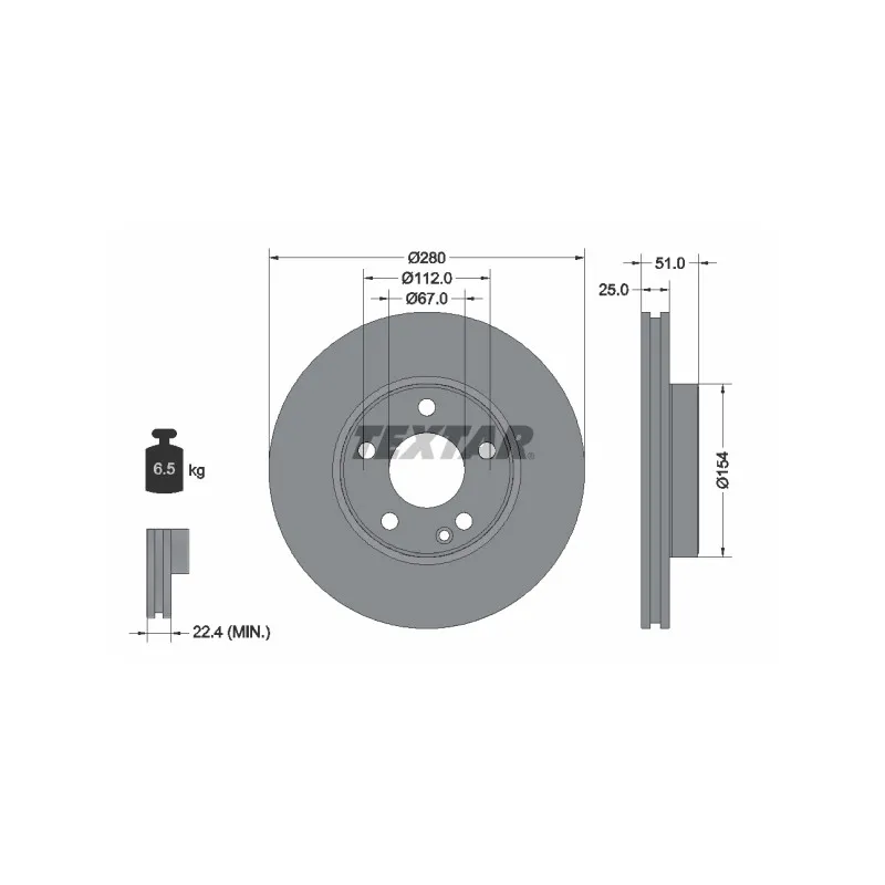 Jeu de 2 disques de frein avant TEXTAR 92257005