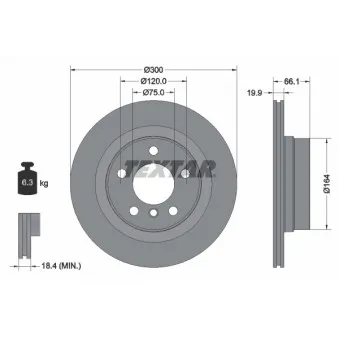 Jeu de 2 disques de frein arrière TEXTAR 92257203