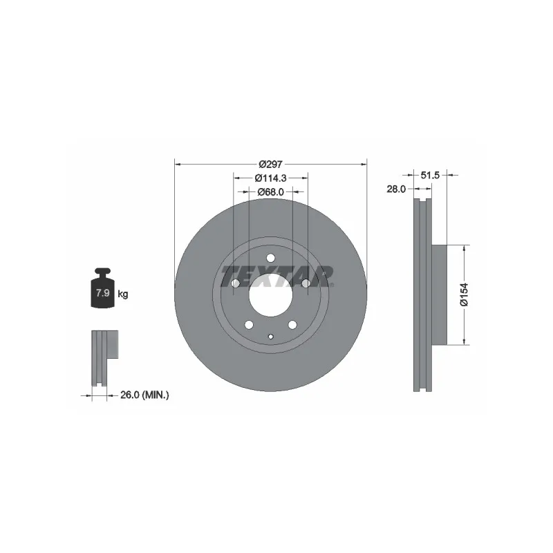 Jeu de 2 disques de frein avant TEXTAR 92257403