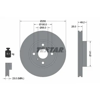 Jeu de 2 disques de frein avant TEXTAR 92261200