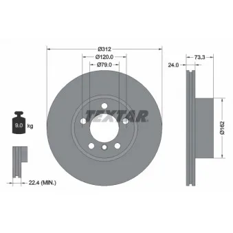 Jeu de 2 disques de frein avant TEXTAR 92261805