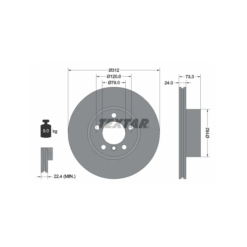 Jeu de 2 disques de frein avant TEXTAR 92261805