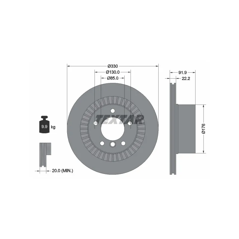 Jeu de 2 disques de frein arrière TEXTAR 92261903