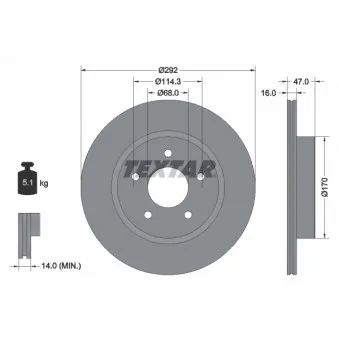 Jeu de 2 disques de frein arrière TEXTAR 92278103