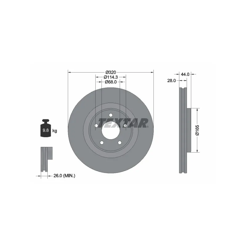 Jeu de 2 disques de frein avant TEXTAR 92283503