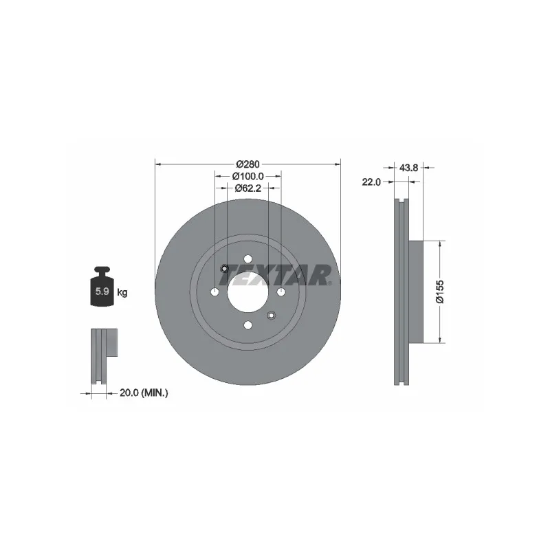 Jeu de 2 disques de frein avant TEXTAR 92288303