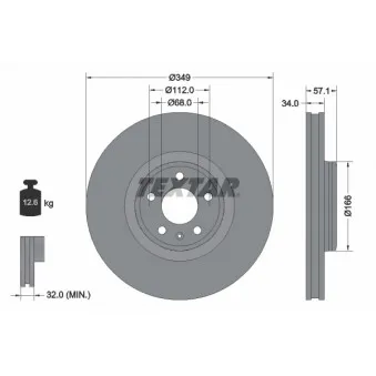 Jeu de 2 disques de frein avant TEXTAR 92289305