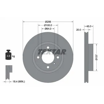 Jeu de 2 disques de frein avant TEXTAR 92294403