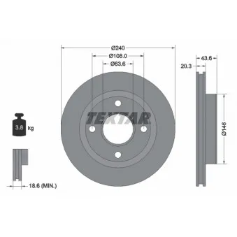 Jeu de 2 disques de frein avant TEXTAR 92294703