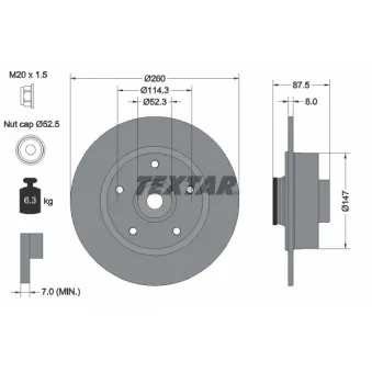 Jeu de 2 disques de frein arrière TEXTAR 92295203