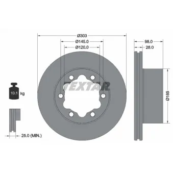 Jeu de 2 disques de frein arrière TEXTAR 92295303