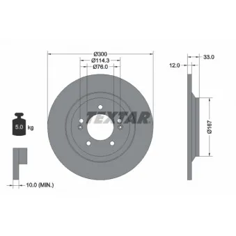 Jeu de 2 disques de frein arrière TEXTAR 92296303