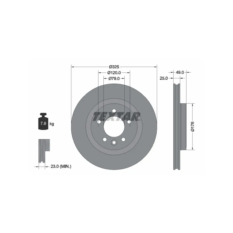 Jeu de 2 disques de frein arrière TEXTAR 92307803