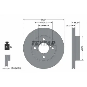 Jeu de 2 disques de frein avant TEXTAR 92309403