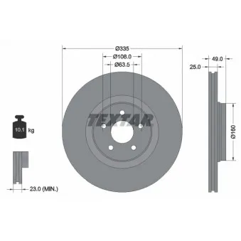 Jeu de 2 disques de frein avant TEXTAR 92317805