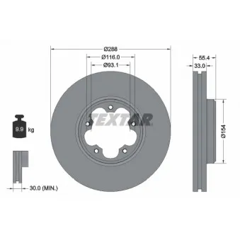 Jeu de 2 disques de frein avant TEXTAR 92320303