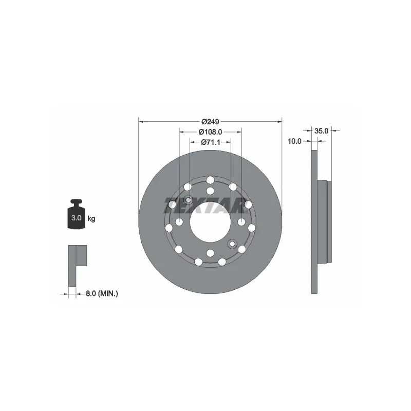 Jeu de 2 disques de frein arrière TEXTAR 92325803