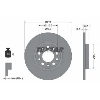 Jeu de 2 disques de frein arrière TEXTAR 92326503