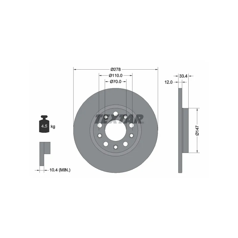 Jeu de 2 disques de frein arrière TEXTAR 92326503