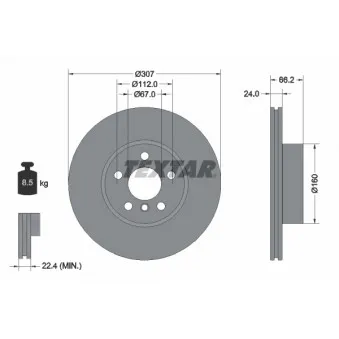 Jeu de 2 disques de frein avant TEXTAR 92326805