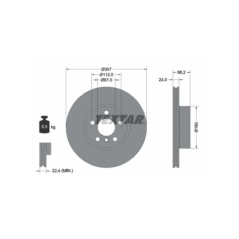 Jeu de 2 disques de frein avant TEXTAR 92326805