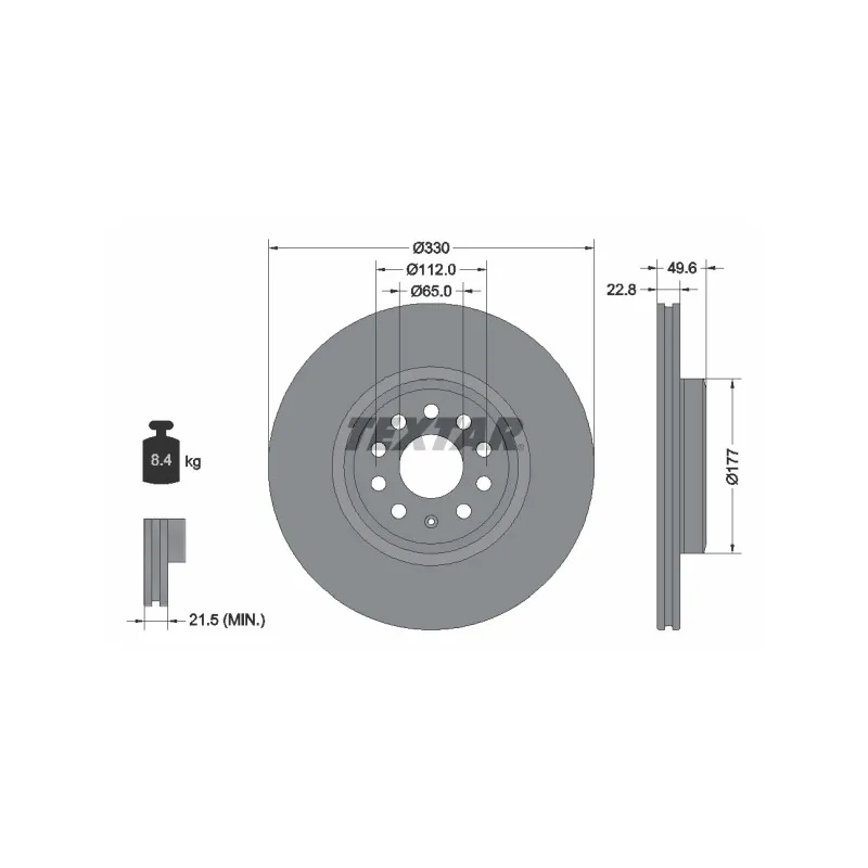 Jeu de 2 disques de frein avant TEXTAR 92327103