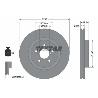 Jeu de 2 disques de frein avant TEXTAR 92327603