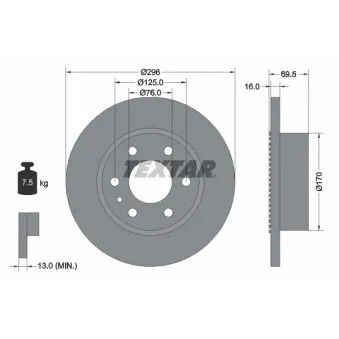 Jeu de 2 disques de frein arrière TEXTAR 93177500