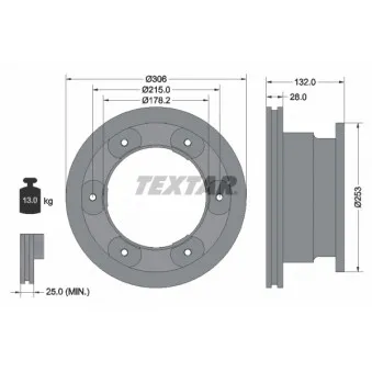 Jeu de 2 disques de frein arrière TEXTAR 93177703