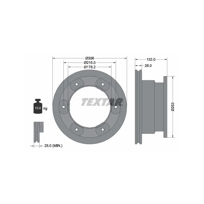 Jeu de 2 disques de frein arrière TEXTAR 93177703