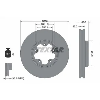 Jeu de 2 disques de frein avant TEXTAR 93260603