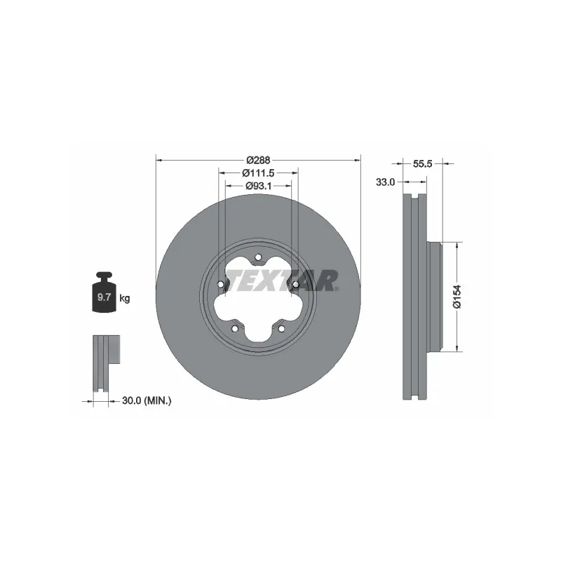 Jeu de 2 disques de frein avant TEXTAR 93260603