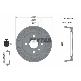 Tambour de frein TEXTAR 94007800