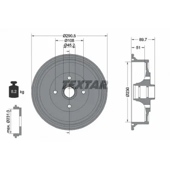 Tambour de frein TEXTAR 94009200