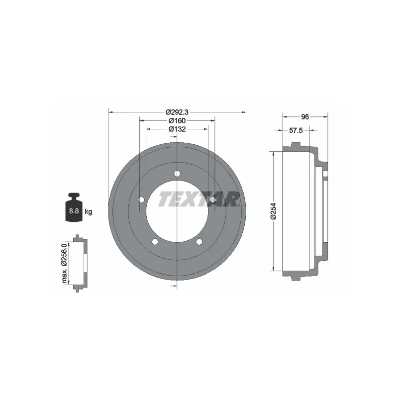 Tambour de frein TEXTAR 94013200