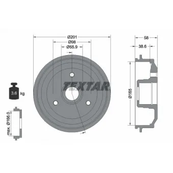 Tambour de frein TEXTAR 94014100